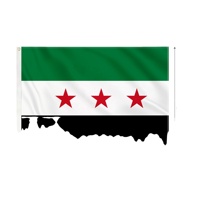 Drapeau de l'indépendance syrienne personnalisé 3x5 pieds en polyester, vente en gros d'usine, bannière historique à trois étoiles pour l'extérieur