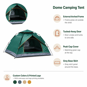 Automatic <b>Pop</b>-<b>up</b> <b>Tent</b>, Oxford Polyester Camping <b>Tent</b> Suitable for 2-4 People, Printable logo Custom Size, Color and Material. - Product Image 1