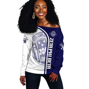 Zeta phi <span class=keywords><strong>Beta</strong></span> sorority của phụ nữ tắt vai áo in theo yêu cầu mỏng phù hợp với thanh lịch Áo thun với nhà máy quần áo tốt nhất nóng - Product Image 1