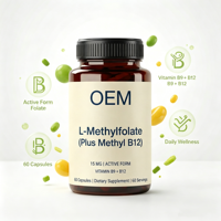 L-Méthylfolate 15 mg avec Méthyl B12, forme active de vitamine B9 B12, 60 capsules