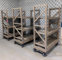 Chariot d'atelier robuste à 3 niveaux, chariot industriel avec 4 roulettes pivotantes, capacité de charge de 200 kg par étagère pour garage et entrepôt