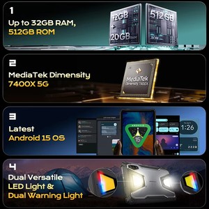 Ulefone Armor Pad 5 Ultra 5G Rugged <b>Tablet</b> Portable Projector 200LM 24200 mAh 120W Up to 12GB +512GB Android 15 10.95" FHD 64MP - Product Image 6