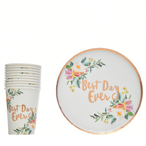 ชุดตกแต่งโต๊ะงานเลี้ยงวันเกิดธีมงานเลี้ยงน้ำชา DAMAI จานกระดาษลายดอกไม้สุดโรแมนติก แก้ว กระดาษเช็ดปาก อุปกรณ์จัดงานเลี้ยงลายดอกไม้ - Product Image 5