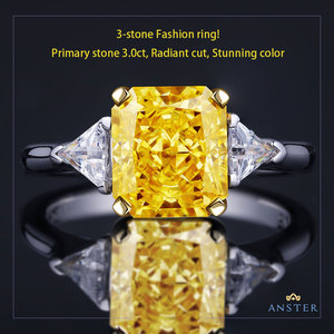 Anillo de Compromiso de Plata de Ley 925 con Tres Piedras de 3.0ct, Joyería de Moda para Mujer con Piedras Preciosas, Anillo de Diamantes para Boda - Product Image 5