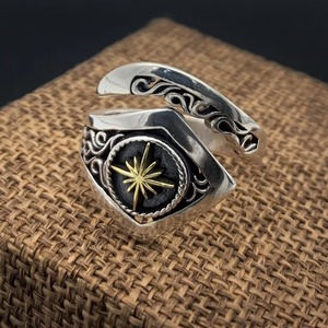 Hot Bán Retro Cổ Điển Mặt Trời Thiên Chúa Niche Thiết Kế Phong Cách Ins Nhẫn Châu Âu Người Đàn Ông Mỹ Của Phụ Nữ Tai Bạc Mở Nhẫn Quà Tặng - Product Image 5