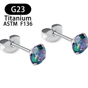 ต่างหูไทเทเนียม F136 ASTM แบบหมุดเกลียวเจาะไปข้างหน้าต่างหูสตั๊ดกลม - Product Image 5