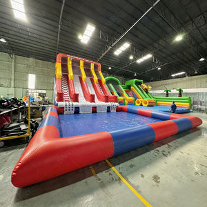 Glissière d'eau gonflable <span class=keywords><strong>de</strong></span> parc aquatique <span class=keywords><strong>de</strong></span> grands enfants mobiles extérieurs <span class=keywords><strong>de</strong></span> terrain <span class=keywords><strong>de</strong></span> jeu avec la piscine à vendre - Product Image 1