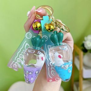 Creative Custom Cute Rabbit Keychains Animal Liquid Boba <b>Floating</b> Liquid Keychain - Product Image 3