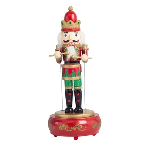32cm Hot Sale Weihnachten Nussknacker Ornament Holz Soldat mit Musik und beweglichen Weihnachten Tisch dekoration