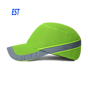 Casquette de sécurité respirante en tissu maillé, couleur verte fluorescente brillante, coque intérieure en ABS réfléchissante - Product Image 1