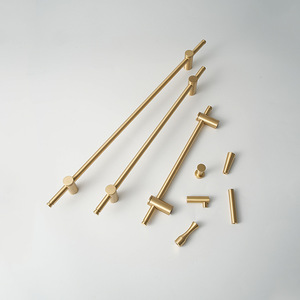 Adjustable 60mm-1000mm Long Furniture Hardware Modern Gold/Black Brass Cabinet <strong>Handles</strong> Drawer Bar Glass <strong>Door</strong> <strong>Pulls</strong> Wardrobe Gym - Product Image 2