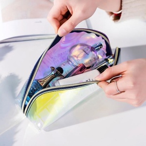 Wholesale Custom Print Logo Clear Transparent Colorful Water Proof Holographic Polyester <b>Travel</b> <b>Makeup</b> Cosmetic <b>Bag</b> - Product Image 4