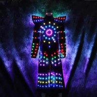 Сценический костюм LED Sparkle с RGB-подсветкой, дизайн робота, полноцветный, с экраном для отображения, для ночных клубов (унисекс, взрослый)