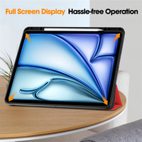 Folio à trois volets support magnétique en cuir PU couverture mince étui pour tablette intelligente pour iPad Air 13 pouces 2024 avec porte-stylo étui souple en TPU