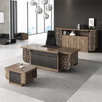 Vente en gros usine : Bureau d'ordinateur sculpté style antique, Bureau de direction sculpté, Bureau de direction d'angle