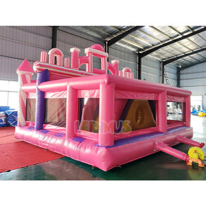 Castello Gonfiabile Commerciale Rosa con Scivolo Combinato per Feste di Bambini, Casa Gonfiabile per Parco a Tema all'Aperto - Product Image 5