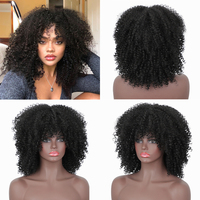 Perruque Afro Kinky Curly Perruques courtes en cheveux synthétiques doux et légers Fibre résistante à la chaleur pour femmes noires