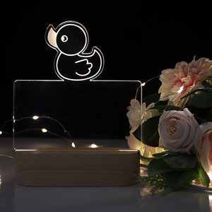 Popular Australian Style <strong>Duck</strong> 3D Night <strong>Light</strong> , Oval Wood Base Led Table Lamp With Blank Acrylic for DIY - Product Image 3