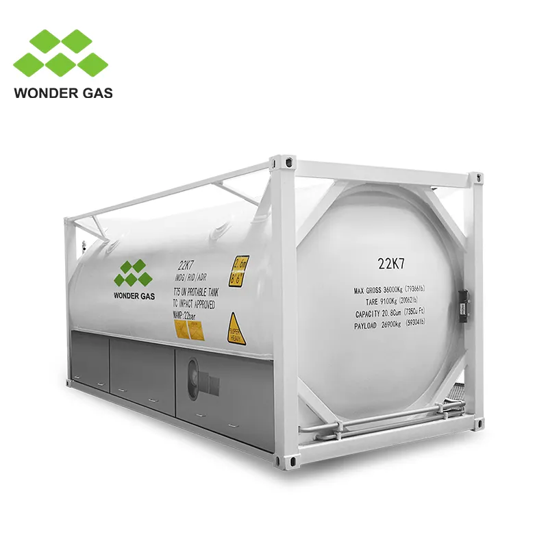 ASME 20ft đông lạnh lỏng lox/Lin/LAR/lco2/lng bể chứa ISO Tank T75 Giao thông vận tải container