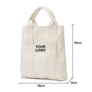Low Moq Custom Printed Eco-Friendly Reusable High Quality Cotton Canvas Shopping With Zipper Large Capacity Tote Bag - Product Image 2