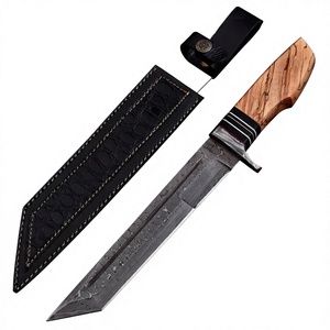 Cuchillo de Caza de Acero de Damasco de Grado Industrial Sm Knives - Cuchillo Personalizado OEM Hecho a Mano para Acampar al Aire Libre con Hoja de 6.5 Pulgadas y Cuerno de Ciervo - Product Image 1