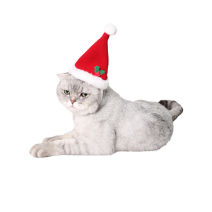 Chapeau de Noël doux et écologique pour animaux de compagnie, motif Père Noël rouge uni, pour chats et chiens, chaud, vente <span class=keywords><strong>en</strong></span> gros du fabricant - Product Image 3