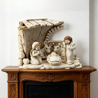 Ensemble de statues de crèche en résine avec finition patinée vintage pour cadeau de Noël