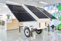 Tour d'éclairage solaire portable ENERGYFIT 400W LED, mât télescopique 7m, remorque mobile, éclairage extérieur IP65, Ra80, angle de faisceau 360°