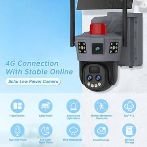 Ứng dụng okam mới màu xám 9mp thực 3 ống kính Hệ thống <span class=keywords><strong>camera</strong></span> năng lượng mặt trời trong nhà ngoài trời an ninh wifi năng lượng mặt trời 4G Thẻ Sim <span class=keywords><strong>Camera</strong></span> an toàn - Product Image 5