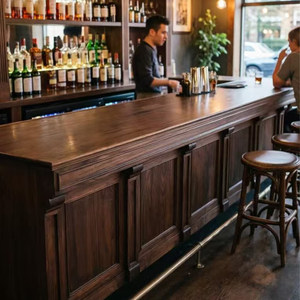 Comptoir de bar en bois massif de style européen, comptoir de bar pour café, comptoir de caisse pour barbecue, bureau d'accueil - Product Image 3