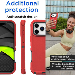 NOUVEAU 2026 Étui de protection 3-en-1 Defender <span class=keywords><strong>pour</strong></span> iPhone Air 17 Pro Max 16 15 14 Plus 13 12 11 et autres, boîtier blindé anti-chute avec clip ceinture - Product Image 5
