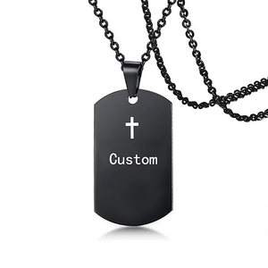Collar con Etiqueta de Perro de Acero Inoxidable <span class=keywords><strong>para</strong></span> Hombre, Joyería Religiosa Personalizada, Nombre, Comunión, Versículo DE LA Biblia - Product Image 4