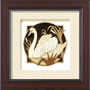 Framed Wooden Carved Swan <b>Wall</b> Art Traditional Decor for Living Room - Product Image 1
