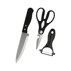 Juego de 3 Cuchillos de Cocina: Cuchillo de Chef + Tijeras + Pelador, Hoja Afilada para Cocinar a Diario en Casa y Cortes Rápidos - Product Image 3