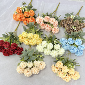 Boule de fleurs artificielles Queyiyi, 7 branches, bord frisé en forme de ressort, décoration de mariage et de maison - Product Image 2