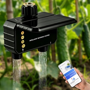 Sistema de Riego por Goteo Inteligente Automático con Energía Solar, Microaspersor WiFi/4G/Zigbee para el Hogar, Doble Canal, Plástico Negro/Dorado - Product Image 1