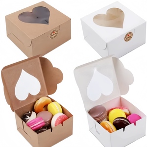 Caja de Papel Reciclable para Alimentos con Impresión Personalizada, Forma de Corazón, Ventana Transparente, para Pastelería, Cupcakes, Donuts, Envase para Llevar - Product Image 1