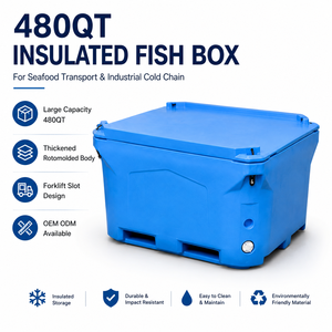 Glacière isotherme Nelgreen 480L en LLDPE moulé par rotation avec réfrigération par compresseur, robuste, pour fruits de mer et boissons, logo personnalisé - Product Image 1