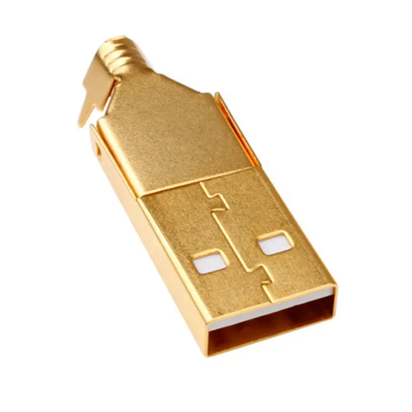 Type Usb Connector USB 2.0 A Plug Molding Male Solder Type Gold Male Connector Metal Shell USB 2.0 USB A For DIY Gold Plated