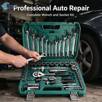 Kit d'outils à douilles et clés CRV robustes 61 pièces 1/4" 3/8" 1/2" avec poignée à cliquet réversible pour garage et réparation automobile, boîte à outils, OEM disponible