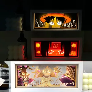 wholesale 5000 Anime 3D Night Light Demon Slayer Carved Paper Lamps Collection decorate Bedroom night light Christmas gift