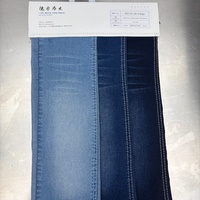 Tela vaquera elástica azul por delante y negra por detrás de 8.4oz de algodón, viscosa y spandex para shorts de mezclilla al por mayor