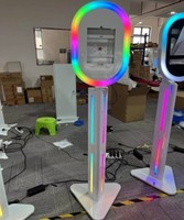 Kiosque photo portable pour iPad pour la location de mariages, support métallique avec anneau lumineux LED