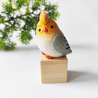 Jiaofeng – petit oiseau gras et chantant, sculpture en bois massif purement artisanale, peinte à la main, ornement créatif pour salon, bureau, maison, bijou décoratif