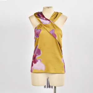 High Quality 100% Polyester Floral Loose Woven Cross Neck <b>Fringed</b> Tank <b>Top</b> ODM Wholesale Summer <b>Top</b> - Product Image 1