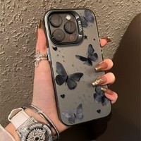 Coque de téléphone Dark Butterfly pour iPhone 11 12 13 Pro Max 14 15 16 17 Plus X XS XR XS Max – Housse de protection pour hommes et femmes