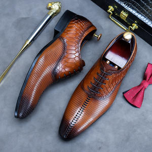 Zapatos Oxford Formales de Negocios para Hombre con Cordones, Modelo 2025, Parte Superior de Cuero Genuino, Entresuela de Goma Antideslizante y Antiolor, Suela Gruesa - Product Image 1