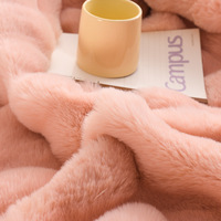 Manta de Franela de Lujo, Diseño de Burbujas de Piel Sintética de Conejo, Tejida 100% Poliéster, Agradable al Tacto, Personalizable, para Invierno