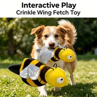 Jouet pour chien en peluche TPR en forme d'abeille, jouet interactif à mâcher à double matériau avec ailes froissées et queue grincante en TPR pour le nettoyage des dents et le jeu