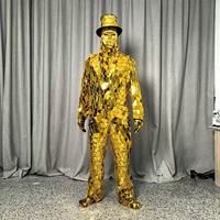 Costume de danse robotique réfléchissant effet miroir pour salle de bal, tenue dorée miroir pour performance en boîte de nuit, DJ et chanteur - Vente chaude usine